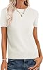 ANRABESS Womens Short Sleeve Sweaters Wool Blend Crew Neck Sweater Shirts Business Casual Work Tops 2025 Summer Outfits