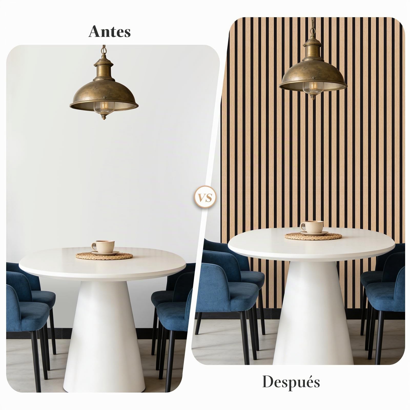 Paneles de pared de listones autoadhesivos, 4 rollos de paneles decorativos de pared para despegar y pegar, panel de madera 3D para paredes (2,5 metros/rollo)