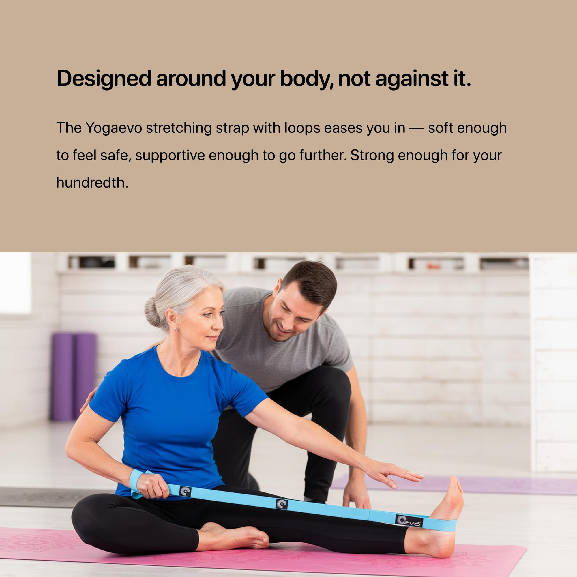 Banda de ejercicio con bucles para terapia física, yoga, ejercicio y flexibilidad, banda elástica de fitness + instrucciones de ejercicio y bolsa de transporte (azul elástico)