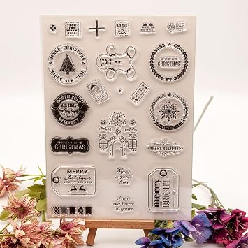 MESYGK Merry Christmas Santa Claus Snowflakes Christmas Tree Clear Silicone Stamps Transparent Rubber Stamp Album Cards for Card Making Decoration and DIY Scrapbooking