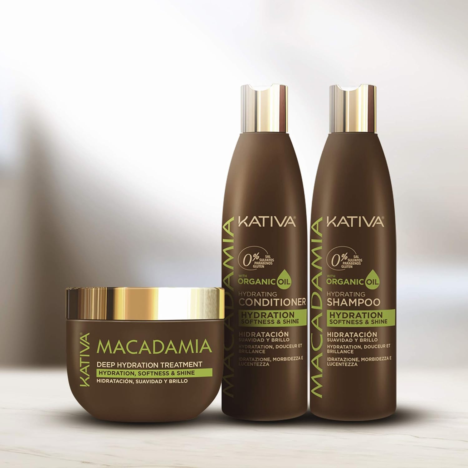 KATIVA Macadamia Hydrating Conditioner, 8.45 Fl Oz - Moisturizes and Strengthens Dry Hair with Organic Macadamia Oil, Sulfate Free, Gluten Free, Paraben Free