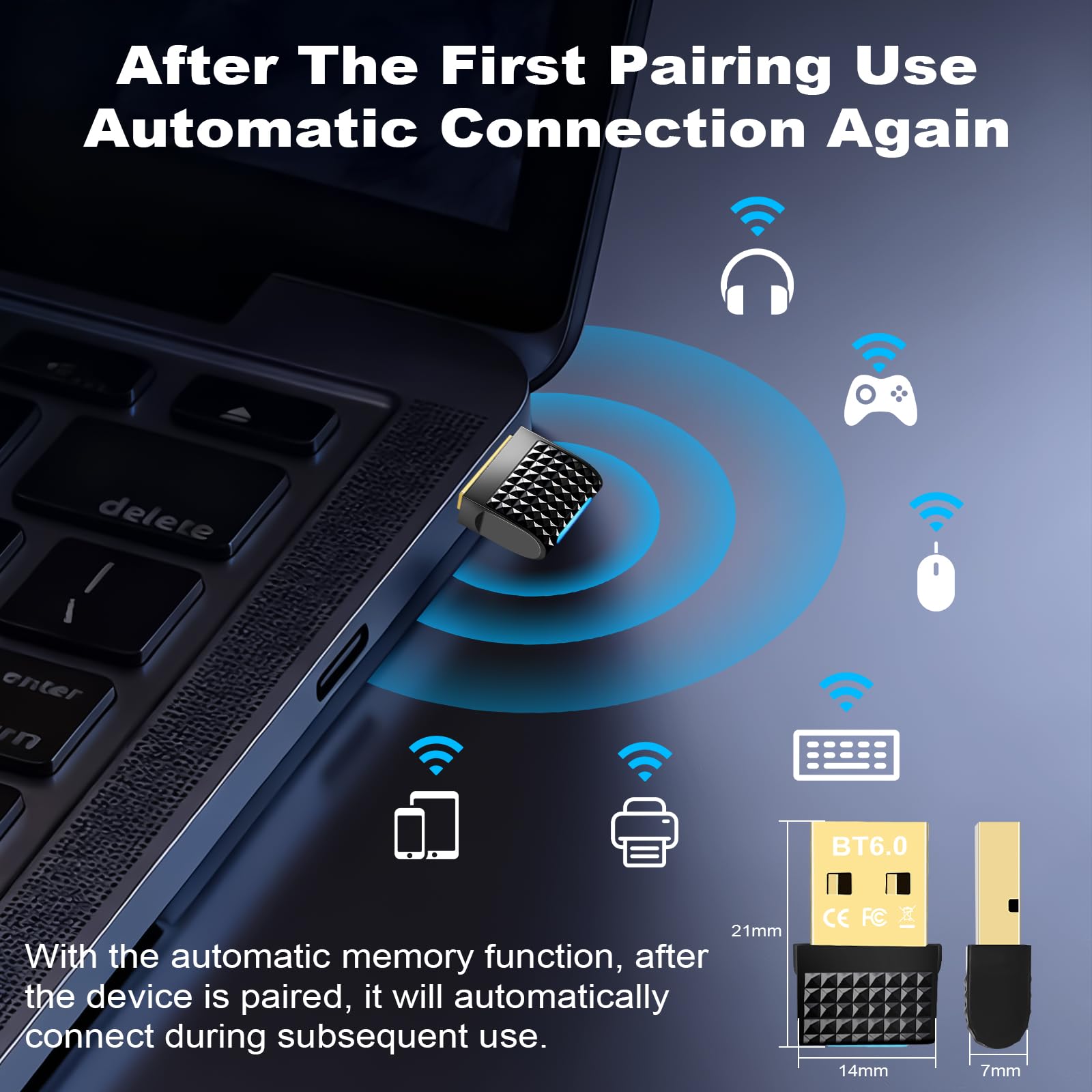 Adaptateur Bluetooth 6.0 USB pour PC Windows 11/10/8.1