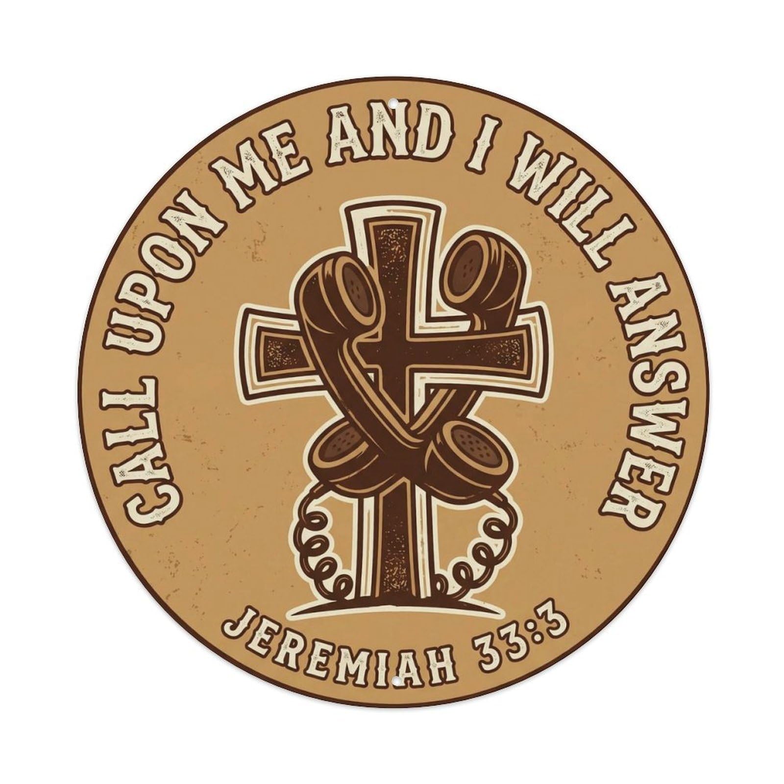 Sunburst Cross Blessing Medallion Blessed Home Style Metal Tin Sign Plaque Wall Decor for Cafe, Man Cave, Club Bar, Office, Home Garden Round Metal Poster 8x8Inch