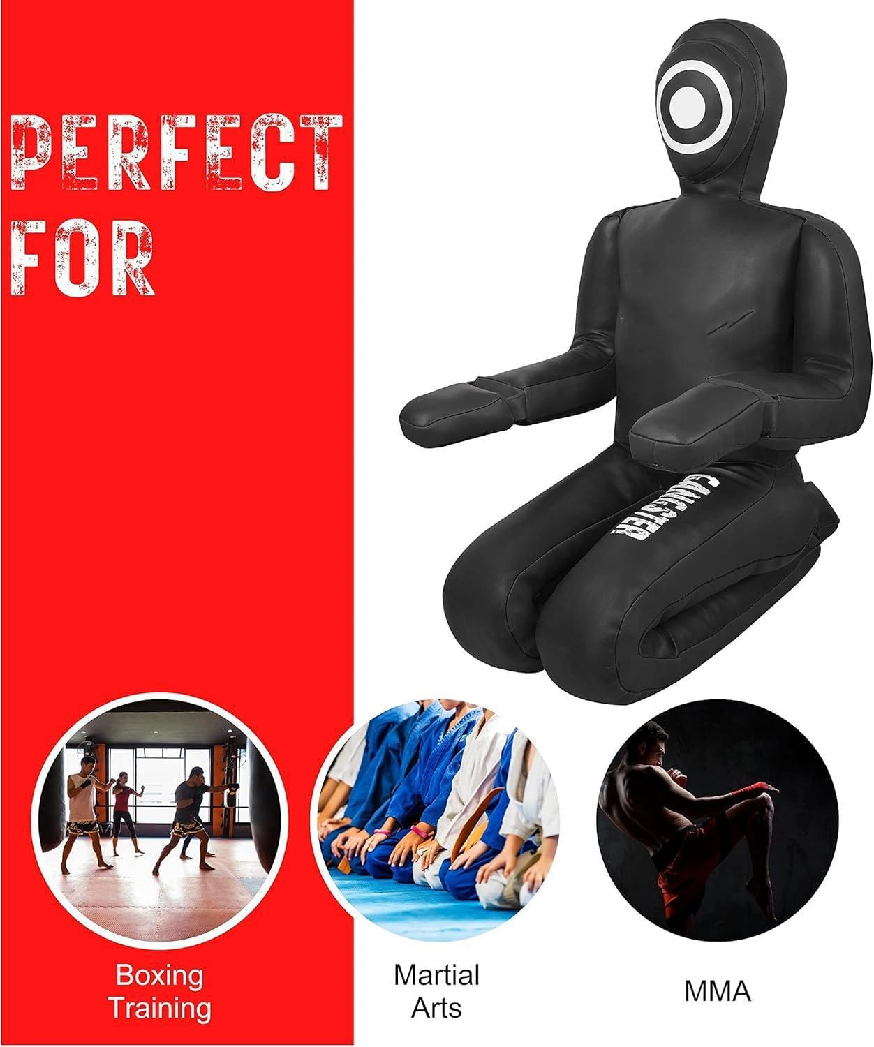 MMA BJJ Judo Training Grappling Dummy (Unfilled) PU Leather Dummy Design-Kneeling Pose