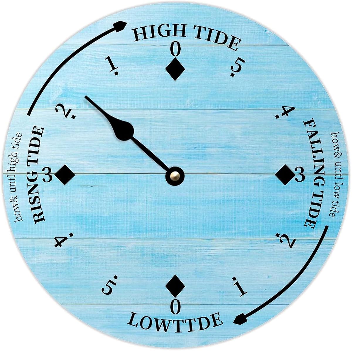 Reloj de marea de madera Reloj de madera azul de la costa este del océano Reloj de marea de madera Marea alta y baja Reloj de movimiento de marea artístico para colgar en la pared para casa de playa Regalo novedoso para papá
