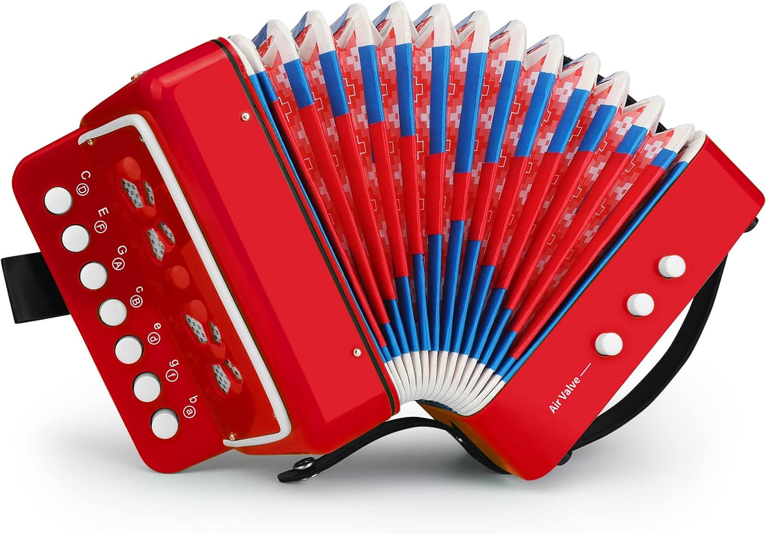 Kids Accordion, 10 Keys Control Mini Accordion Toy Gifts Easy to Play for kids Children Beginners Lightweight Musical Instrument Developmet Fit for 3 years and over (Red)