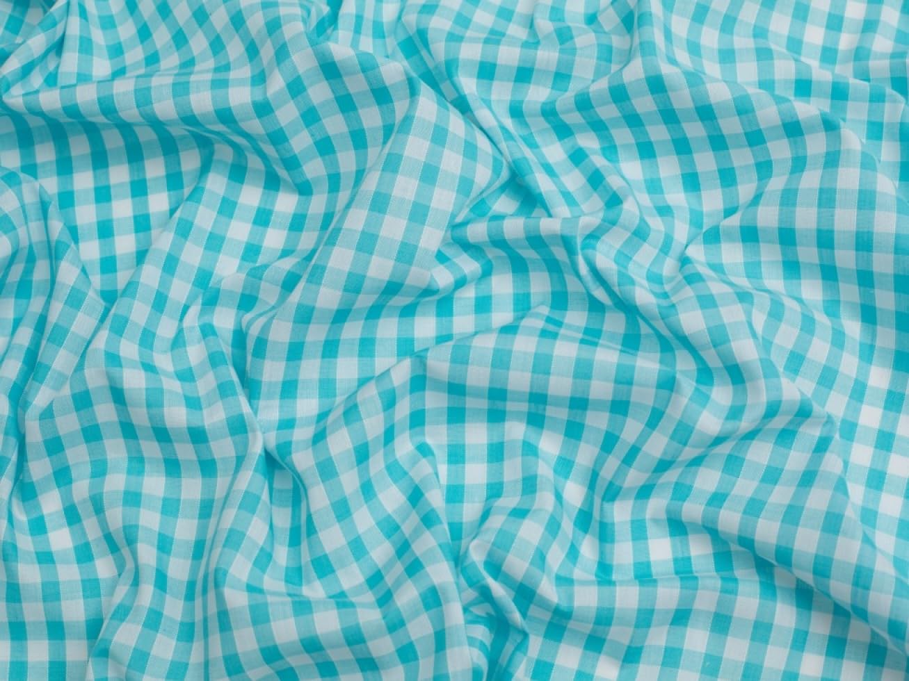Minerva 1/4" Check Corded Gingham Dress Fabric Turquoise - per metre