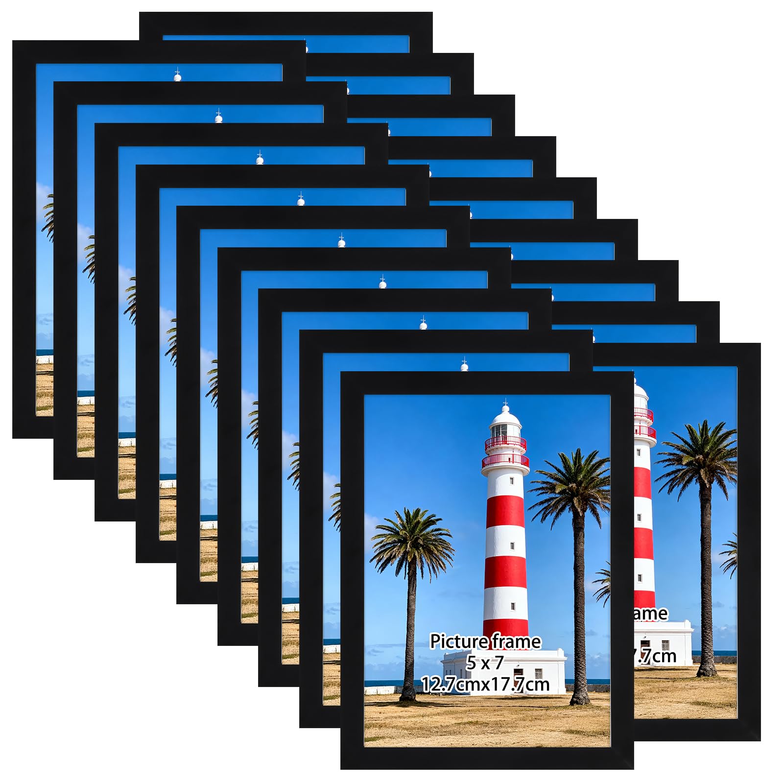 Giftgarden 5x7 Picture Frame Set of 18, Lightweight 5 by 7 Frames Bulk for Gallery Wall Photo Hanging and Tabletop Display, Black