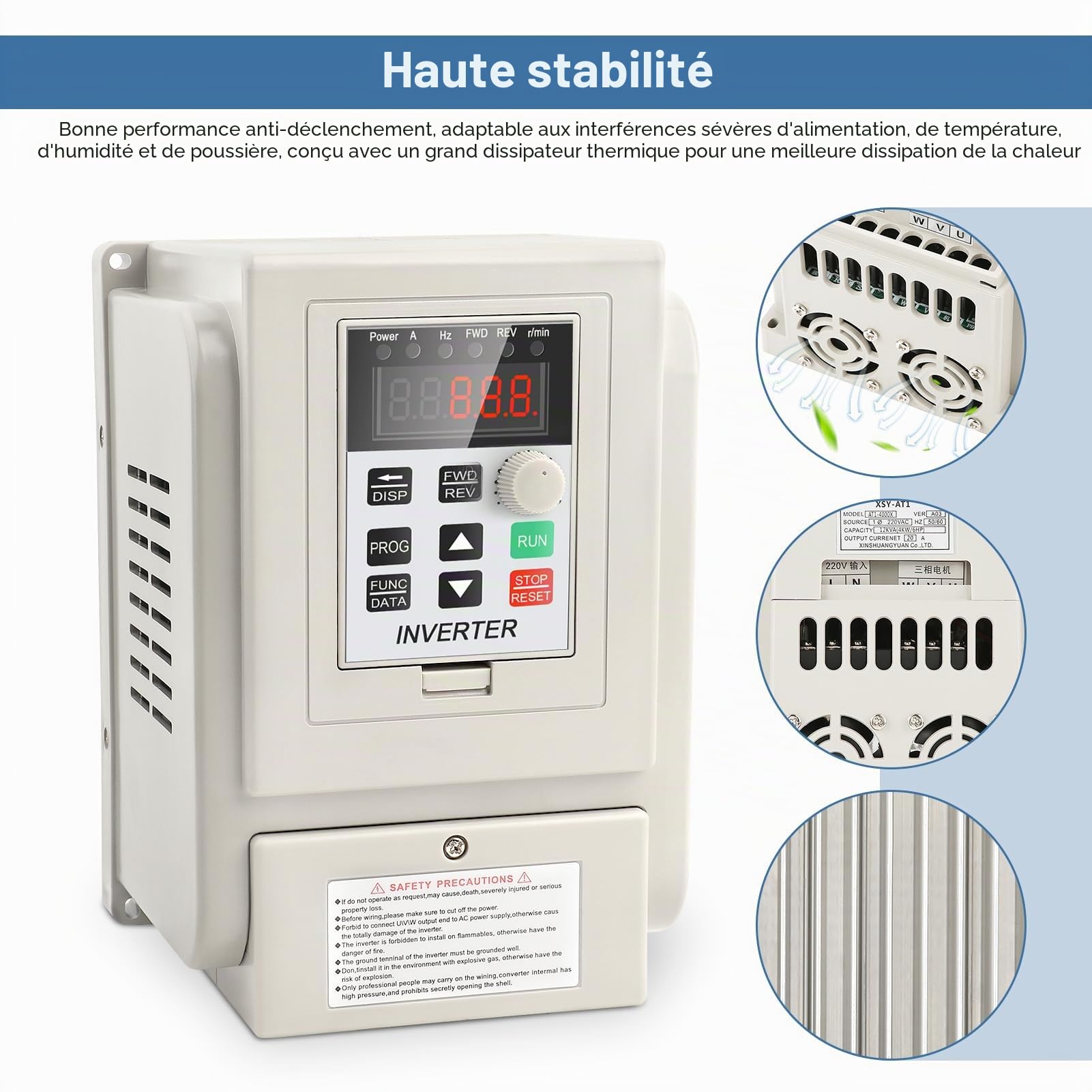 Contrôleurs de Vitesse de Moteur, Contrôleur de Vitesse de Moteur AC 220V 4kW Contrôleur de Vitesse VFD monophasé pour Moteur AC triphasé 4kW