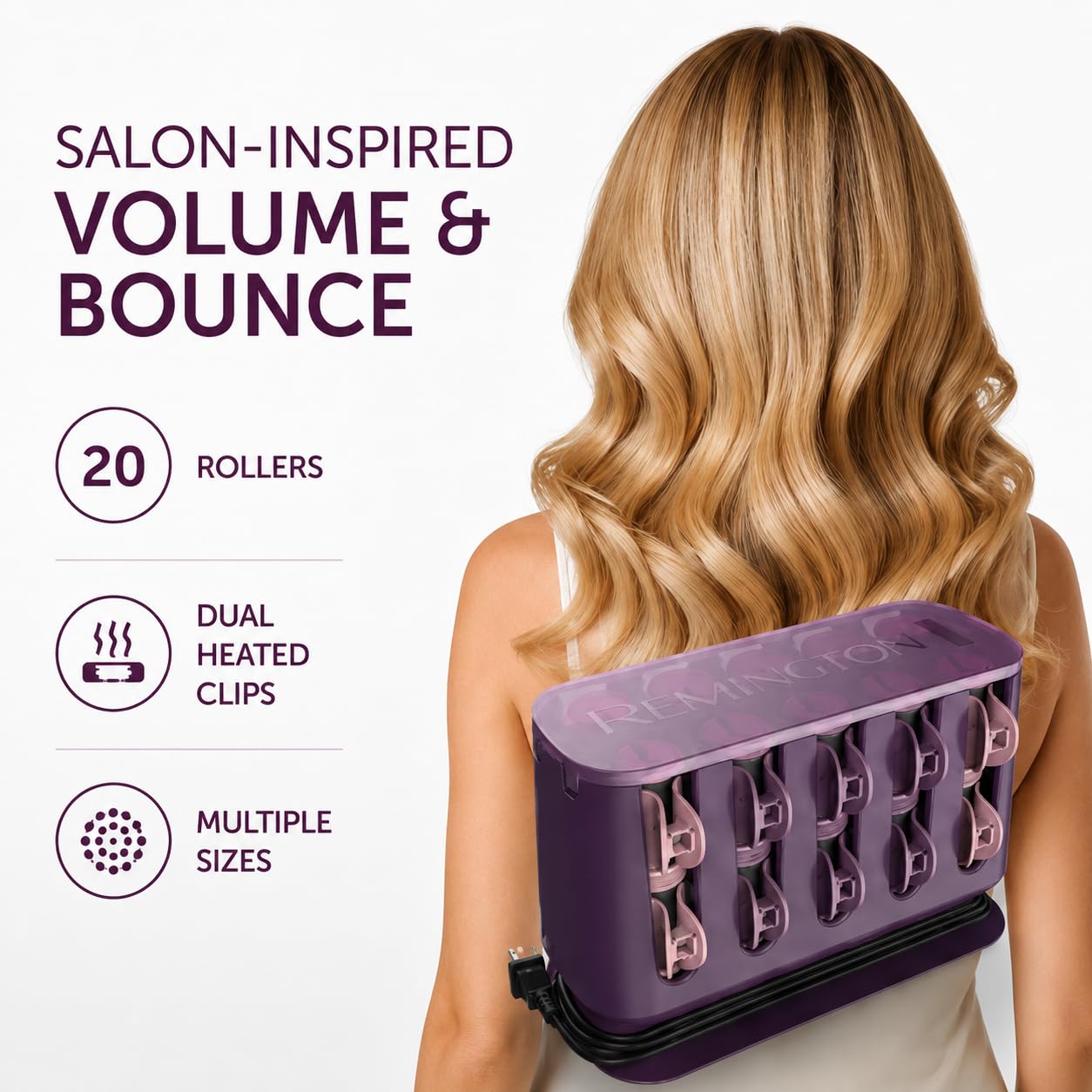 Remington Pro Hair Setter with Thermaluxe Advanced Thermal Technology, Rose, 1 Count | Ideal para todo tipo de cabello, crea rizos de larga duración, cuenta con tecnología térmica avanzada, incluye clips
