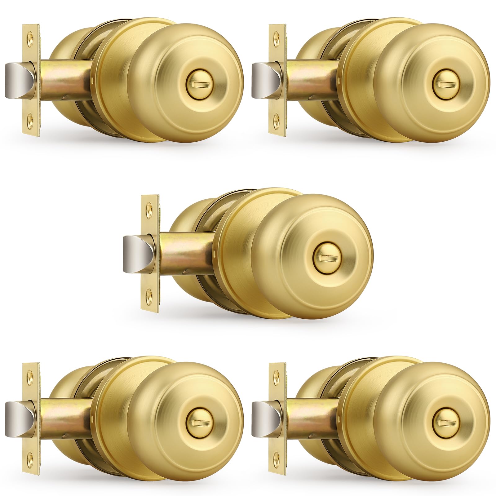 Brushed Nickel Door Knobs - 6 Pack -32