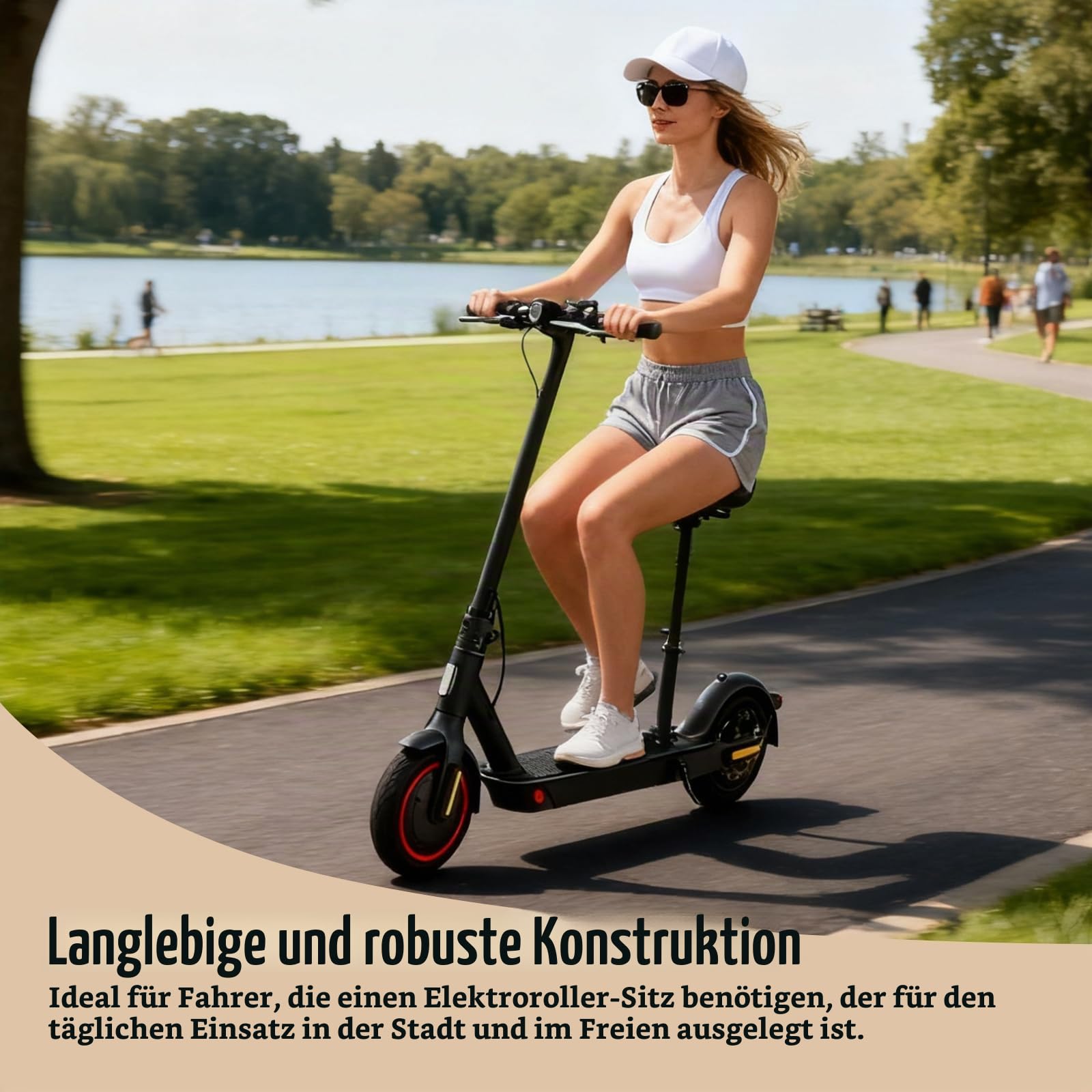 Elektrscooter Sitz für 13cm-19cm Geschwungenen Rändern Fußbretter, Universal Scootersitz Mit 40-58cm Höhenverstellung, Faltbarer Rollersitz, Elektroroller Sitzsattel Sitz Ersatzzubehör