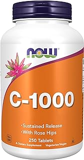 Now Foods, C-1000, 1000mg, 250 Vegan Tablets, Laboratory-Tested, Vitamin C, Rosehip, Gluten Free, Soy Free, Vegetarian