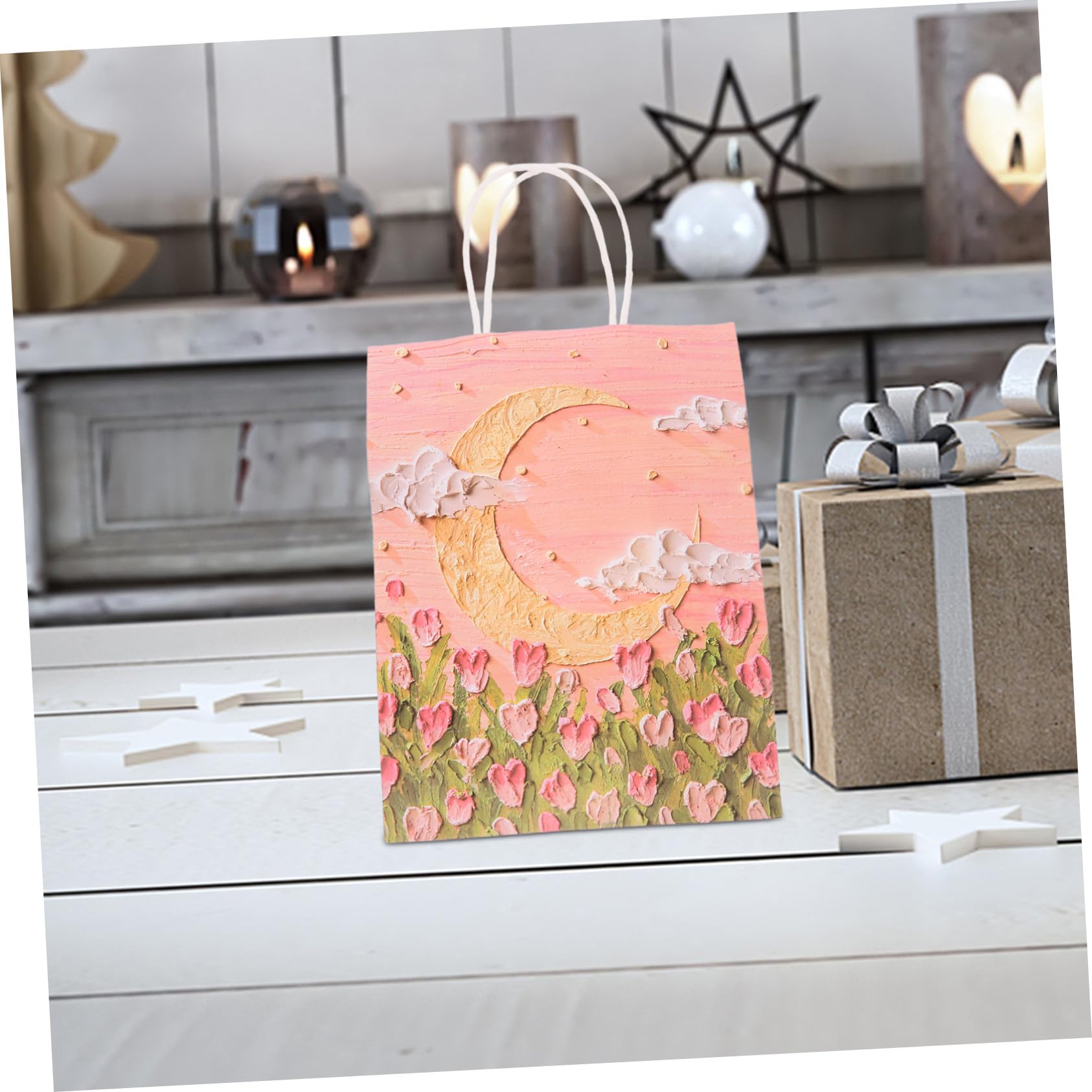 50 Stück Rosa Papier Geschenktüten mit Henkeln für Partys