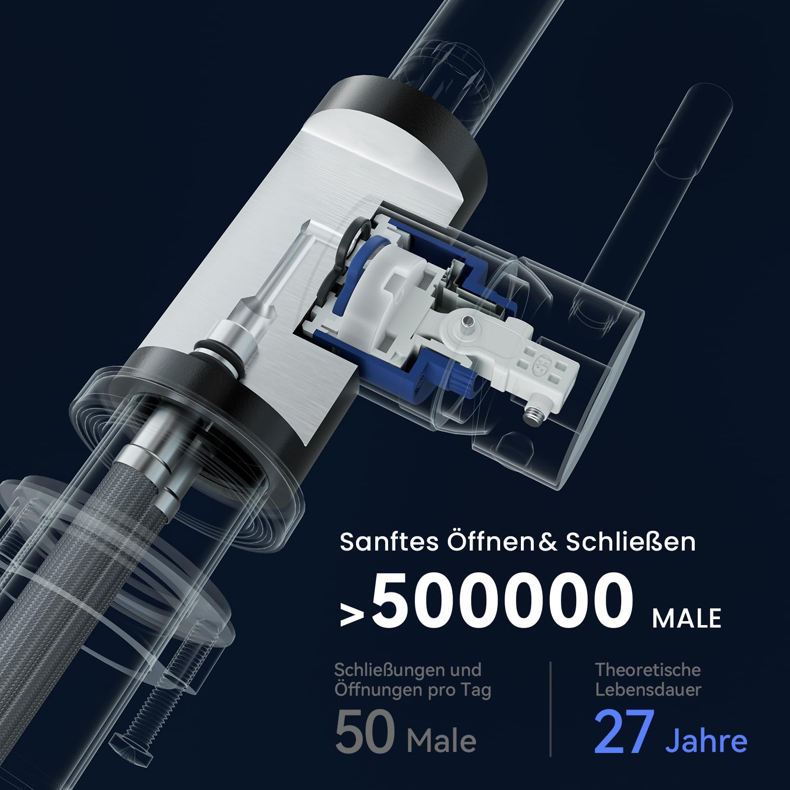 CECIPA Wasserhahn Küche Schwarz aus Edelstahl, Hochdruck Küchenarmatur 360° Drehbar, Spülenarmatur mit Einhebel für Warm und Kalt, Küchen Wasserhahn, G3/8 Anschluss Armatur | Spülenarmatur mit Einhebel für Warm und Kalt, Küchen Wasserhahn aus Edelstahl, G