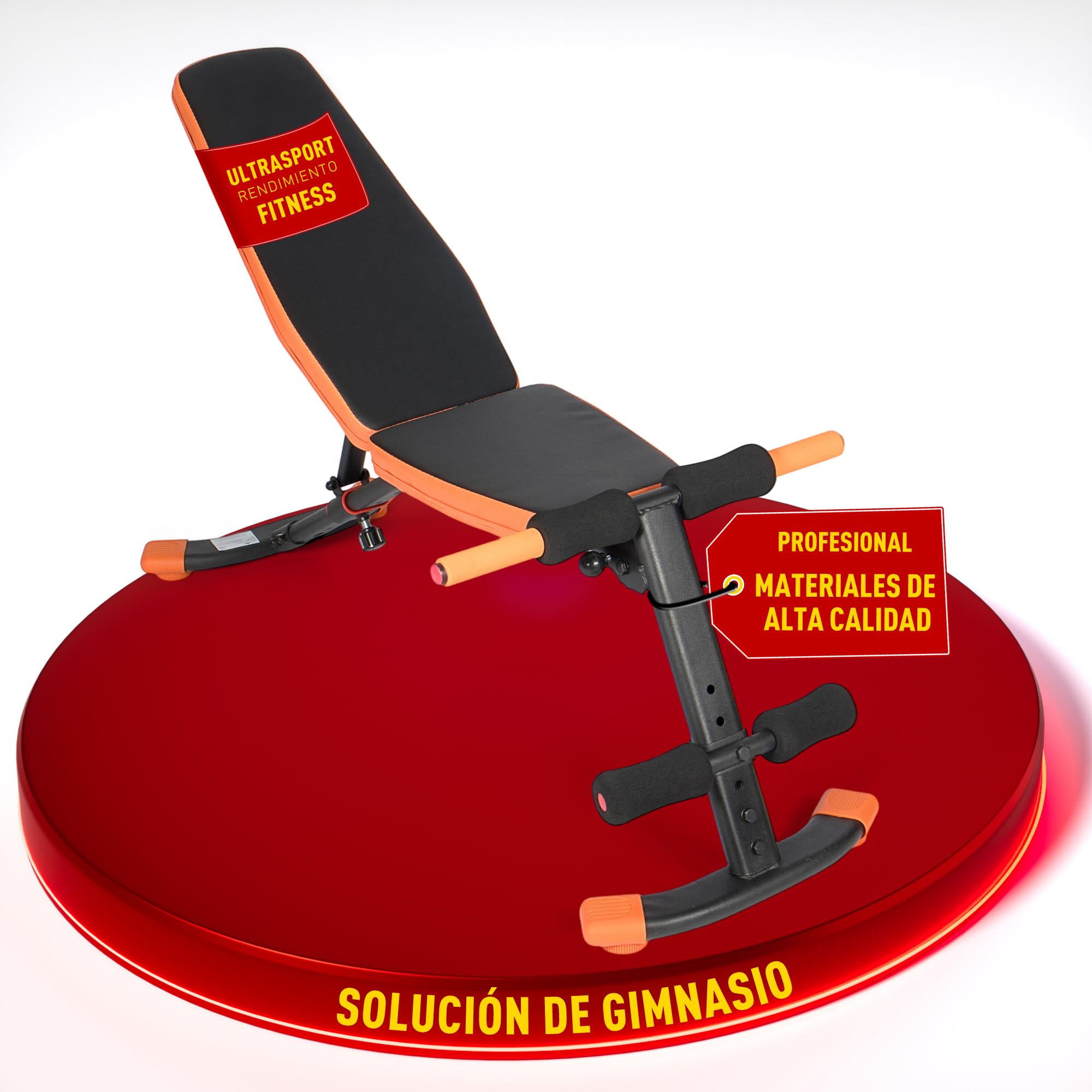 Ultrasport Banco de Pesas Plegable para Casa – Banco Multifuncional para Entrenamiento de Fuerza en el Hogar – Ajustable en 6 Posiciones (−24° a 79°) – Equipo de Fitness de Cuerpo Completo