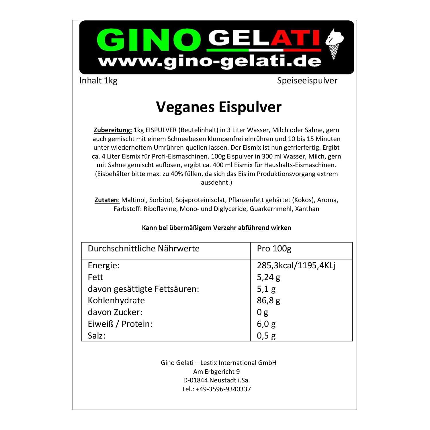 Gino Gelati Joghurt Mascarpone Veganes Eis Pulver 10 Kg Zucker-, laktosefrei, schnelle und einfache Zubereitung, mit natürlichem Aroma, Eispulver für Veganer geeignet, GMO-Frei