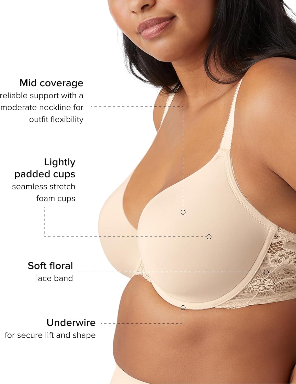 Wacoal Women's French Garden Lightly Padded Mid Coverage T-Shirt Bra, 85340 - Image 3