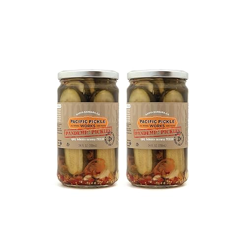 Pandemic Pickles - Mitades de pepinillos picantes de alcaravea con habanero, jalapeño, ajo, pepinillos calientes gourmet para sándwiches,