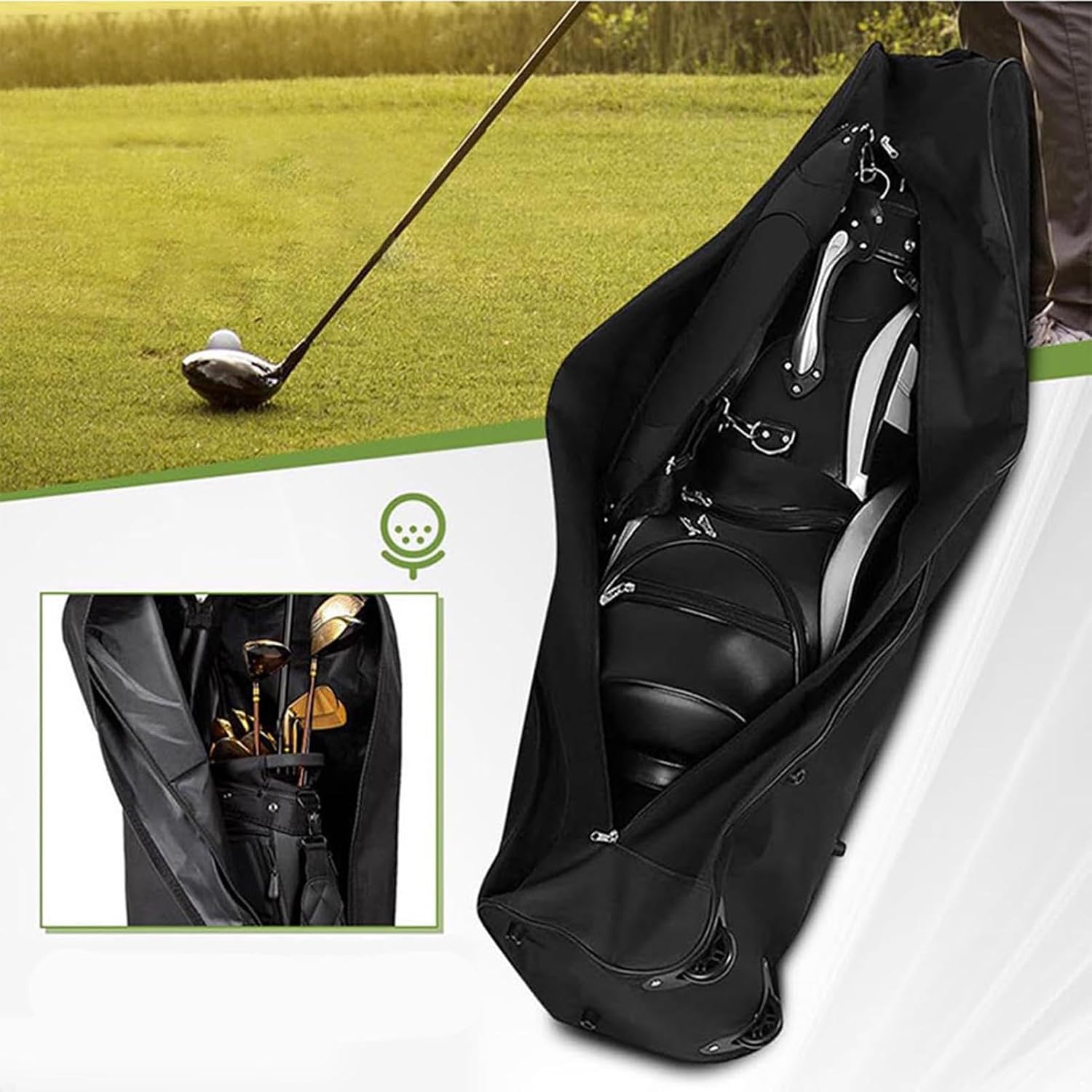 Alvivi Collapsible Single Tier Golf Airline Bag Wear Resistant Nylon Rolling Stick Transport Luggage for Journey