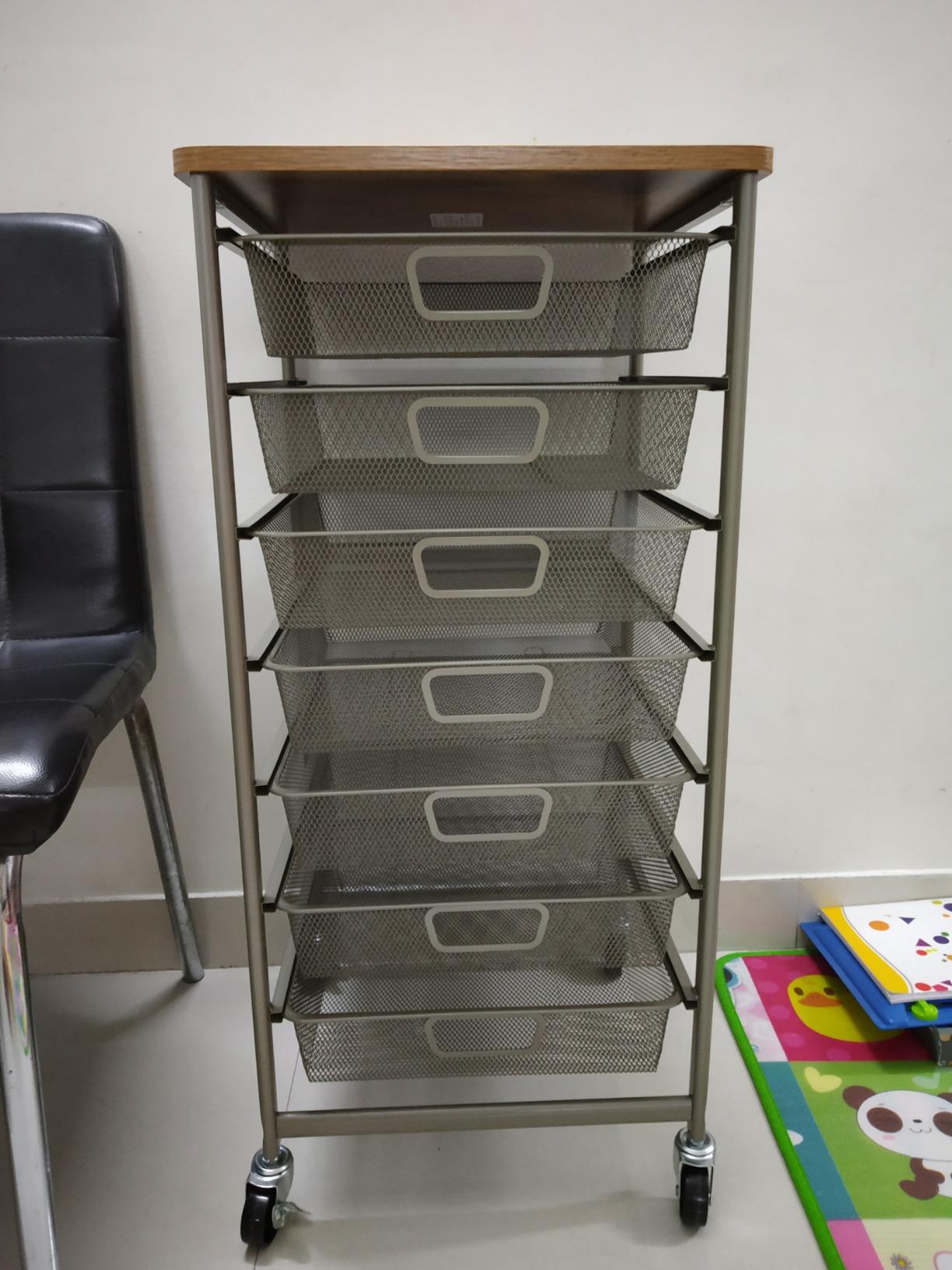 AmazonBasics Rolling Storage Cart and Organizer with 7 Metal Mesh