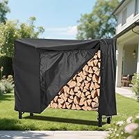 GAOMON 4ft Firewood Rack with Weatherproof Cover - Heavy Duty Steel Log Holder for Indoor Outdoor Fireplace Patio Storage