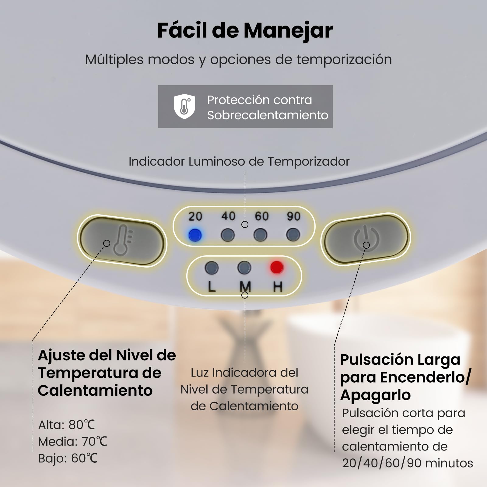 COSTWAY Calentador de Toallas Cubo 23L, Cubo de Lujo con 3 Niveles de Calentamiento, Temporizador de 20/40/60/90 Minutos, Apagado Automático, Espacio para 2 Toallas de Tamaño de 102x178 cm (Blanco)