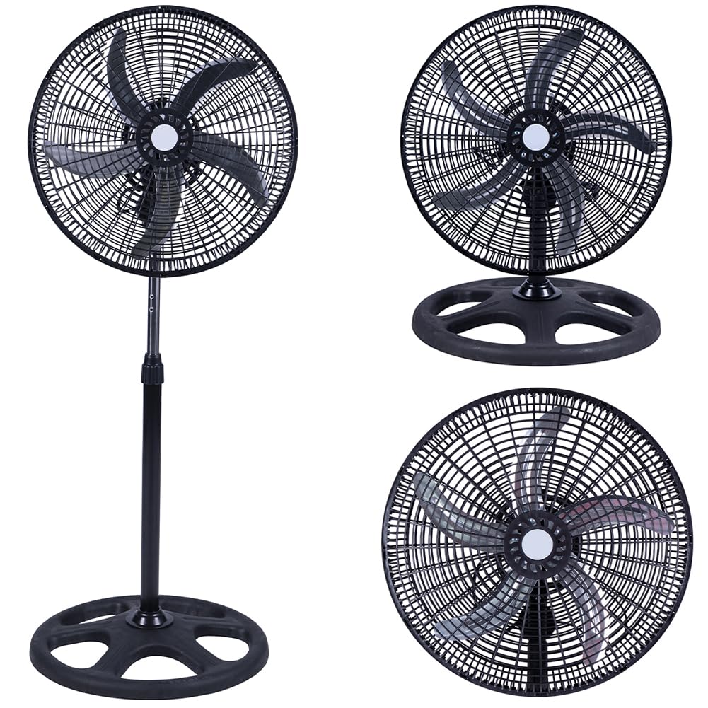 BAKAJI Ventilator 3-in-1, Tischventilator aus Stahl und Kunststoff, 3 einstellbare Geschwindigkeiten, Oszillationsfunktion, rund, robust und stabil, leise (50 cm)