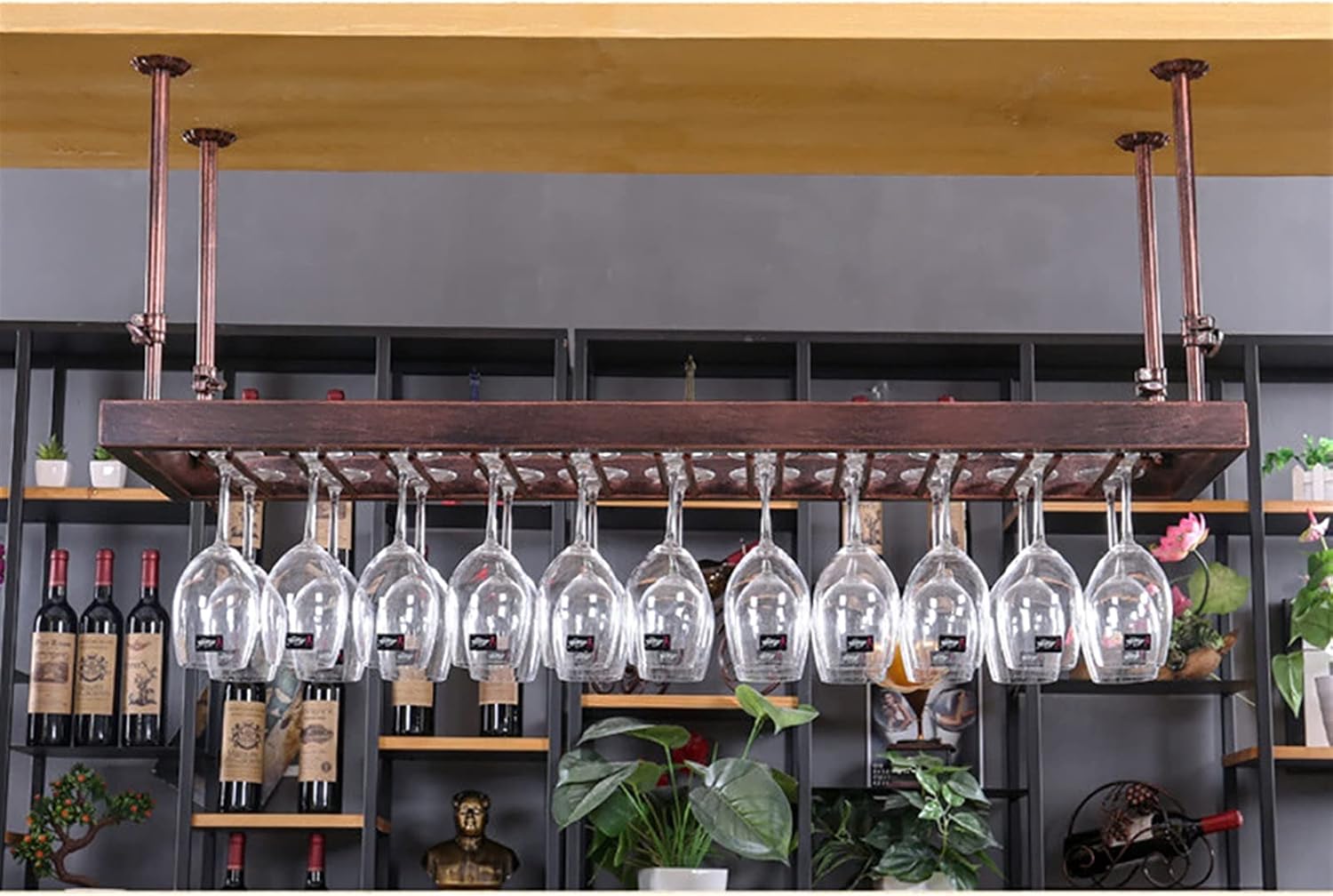 European Style Hanging Wine Rack for Home/Bar Counter/Wine Cabinet Adjustable Boom Wine Glass Holder Upside Down Goblet Holder for Home Decoration