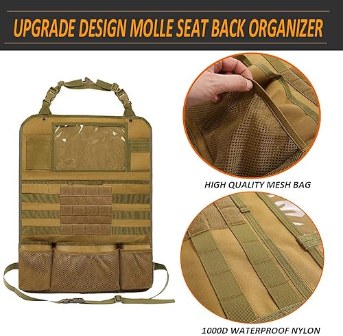 Miniatura 5 de VIIDOO Organizador de respaldo de asiento Molle mejorado con almacenamiento de armas Ipad, ajuste universal, automóvil, camión, Jeep, vehículo,