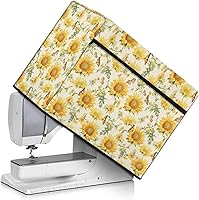 Vista 21 de Funda para máquina de coser de girasoles de otoño con prácticos bolsillos, cubierta protectora duradera acolchada contra el polvo, accesorios