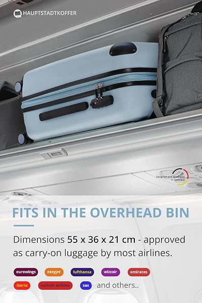 Hauptstadtkoffer Spree – Bagage à Main, 55 × 36 × 21 cm, Serrure TSA, 4 Roues, 42 litres, Valise de Voyage, Valise Rigide, Trolley, Bagage Cabine, Extensible, Bleu Piscine - 2