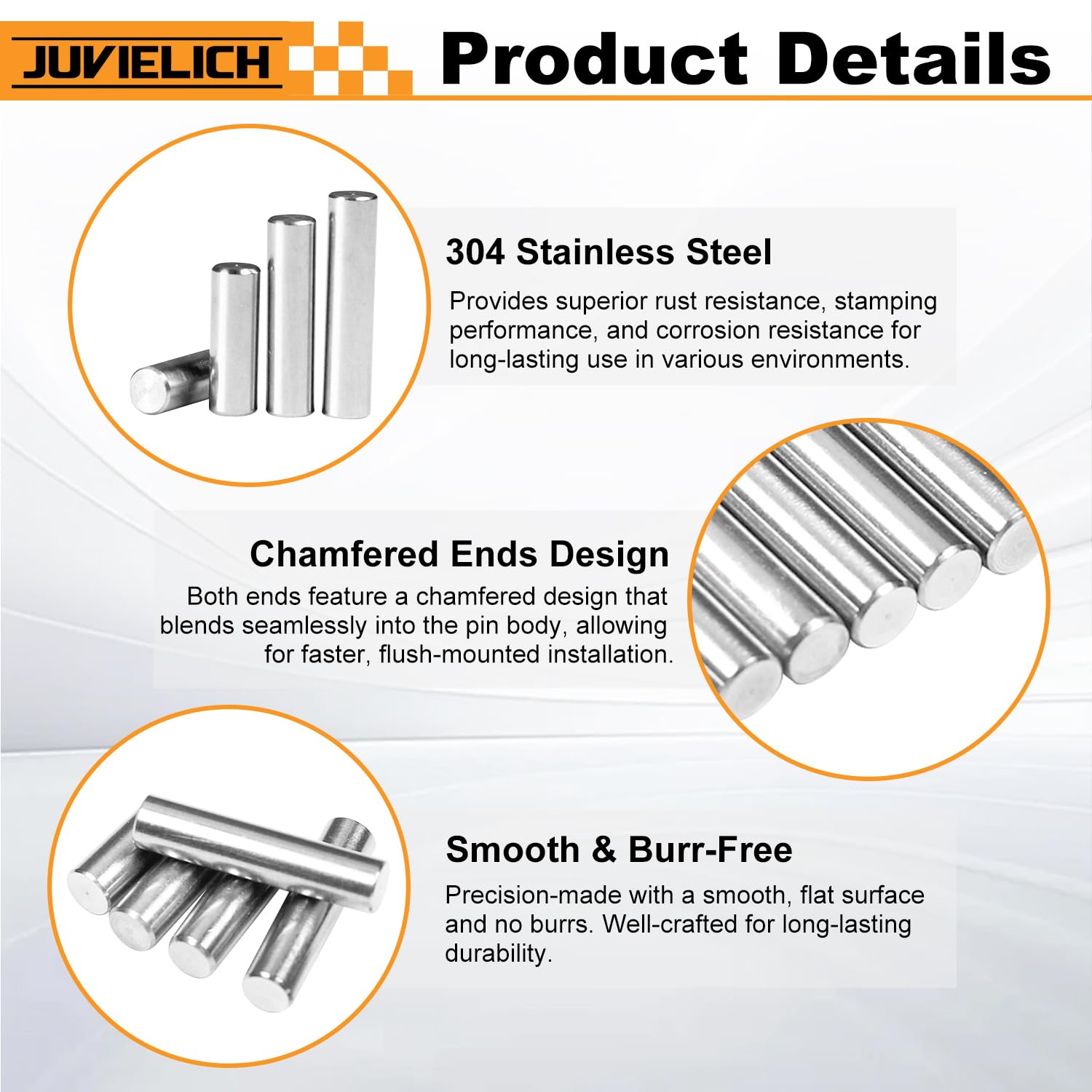 200Pcs Stainless Steel Dowel Pin Assortment Kit - M2 M3 M4 M5
