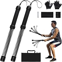 Hyber&Cara Ropeless Battle Ropes with Non-Slip Gloves - Portable 2-Piece Cordless HIIT Cardio Home Gym Equipment