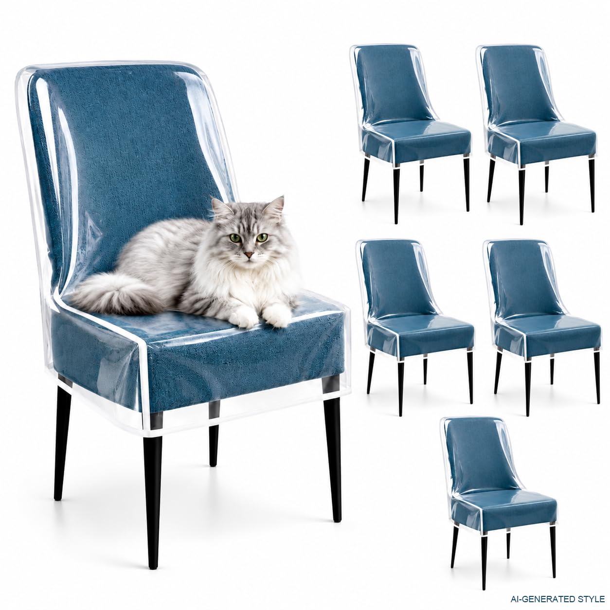 TRIDOK Clear Plastic Dining Chair Covers 6-Pack