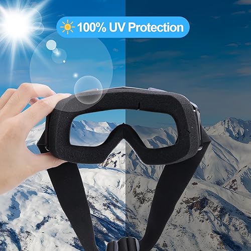 Miniatura 2 de VSIFEHSO Gafas de esquí ligeras para snowboard, con visión amplia, protección UV, compatible con casco, gafas de nieve para hombres y mujeres, gafas