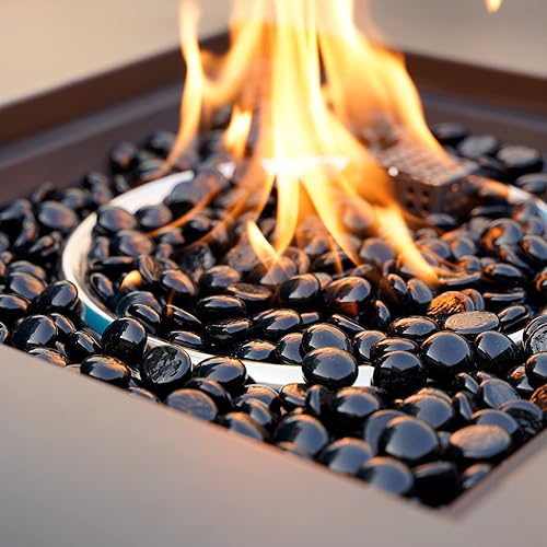 Miniatura 2 de Mr. Fireglass Cuentas reflectantes de vidrio de fuego de 12 pulgada para chimenea y revestimiento de bandera, 10 libras de alto brillo ónix negro