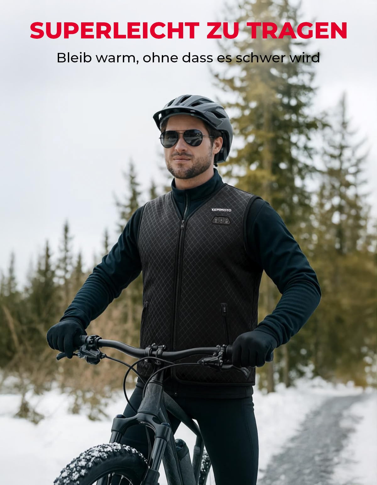 KEMIMOTO Beheizbare Weste Herren, Beheizte Weste mit 6 Heizzonen, 3 Einstellbare Wärmestufe, USB Eletriksche Heizweste für Skifahren, Angeln, Motorrad, Camping, Outdoor Ativitäten