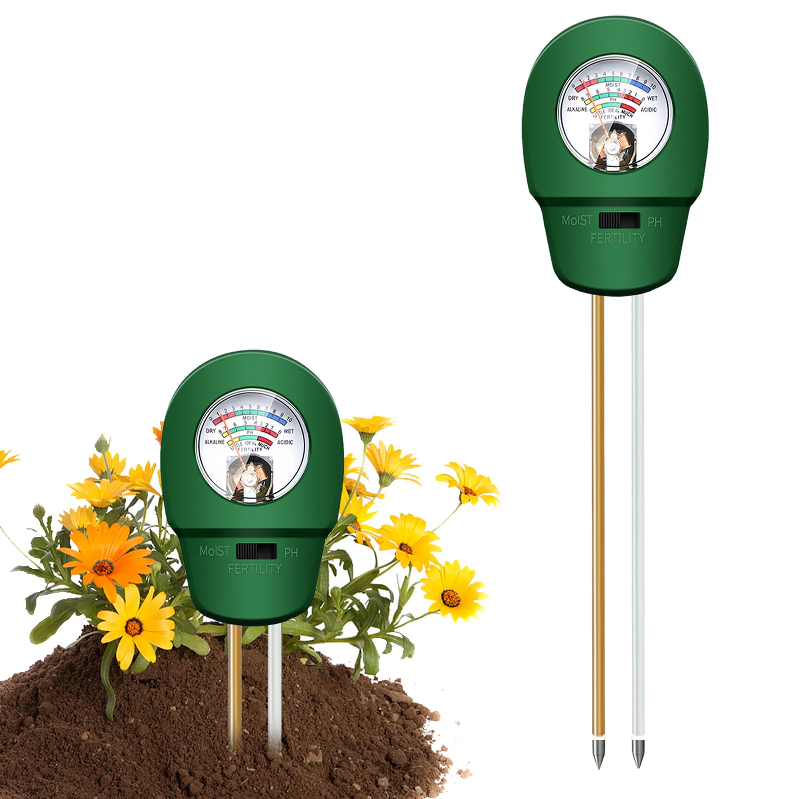 Bodentester, 2026 Neu Bodentest Messgerät 3-in-1,Bodenmessgerät für Feuchtigkeit, Licht und pH,Boden-Feuchtigkeitsmessgerät für Rasen,Garten, Balkon Blumen und Pflanzen,kein Batterien erforderlich