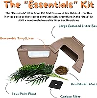 Vista 154 de Good Pet Stuff Kit original de caja de arena oculta y forro reutilizable, maceta redonda cerrada con plantas artificiales, sistema de filtro de olor