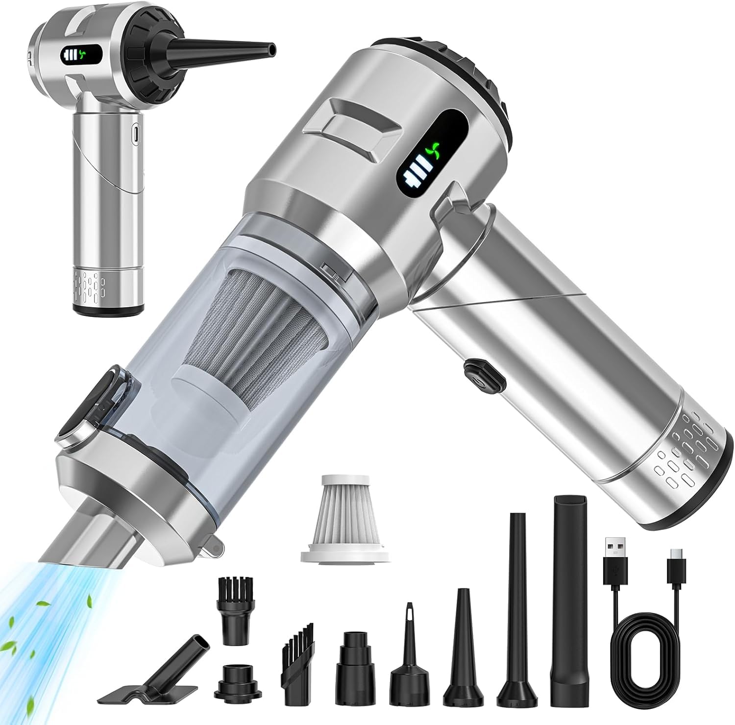 Sycoodeal Car Vacuum Cleaner,Mini Vacuum Portable Cordless,25000PA Powerful Strong Cyclonic Suction USB Rechargeable Foldable Handheld Vacuum with One-Touch Dust Removal for Car