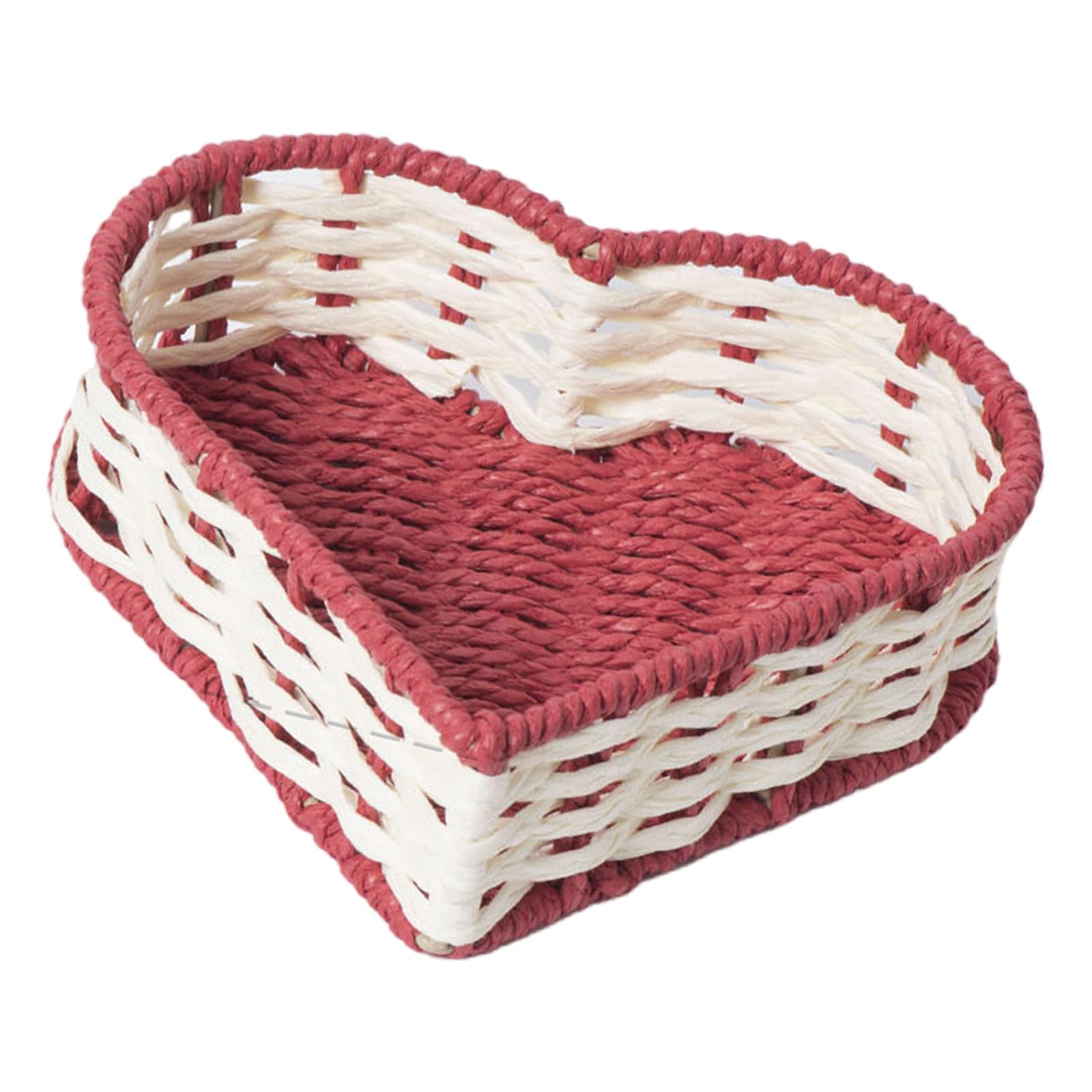 Mekalero 152 Small Heart Shaped Woven Basket For Bread Fruit Vegetables Home Decoration Storage Organiser Desktop Snacks Holder Heart Shaped Storage Basket