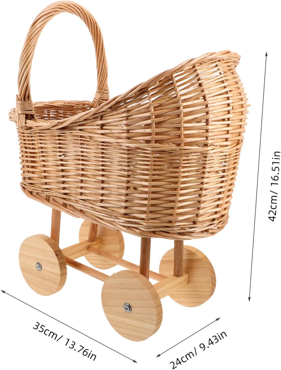 Generic Rattan Picnic Basket Handwoven Vintage Flower Girl Basket for Weddings Lightweight and Spacious Willow Cradle Decor for Showers and Events Natural Brown