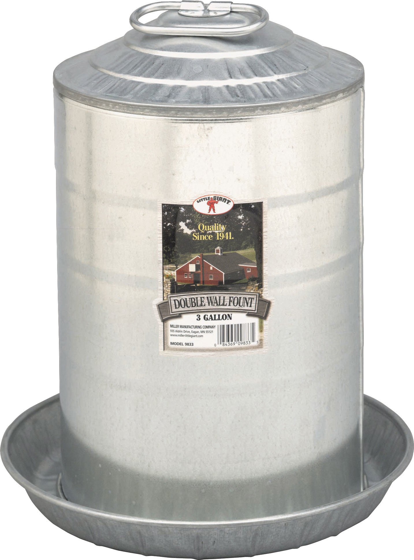Little Giant Farm & Ag 9833 3 Gallon Double Wall Fount