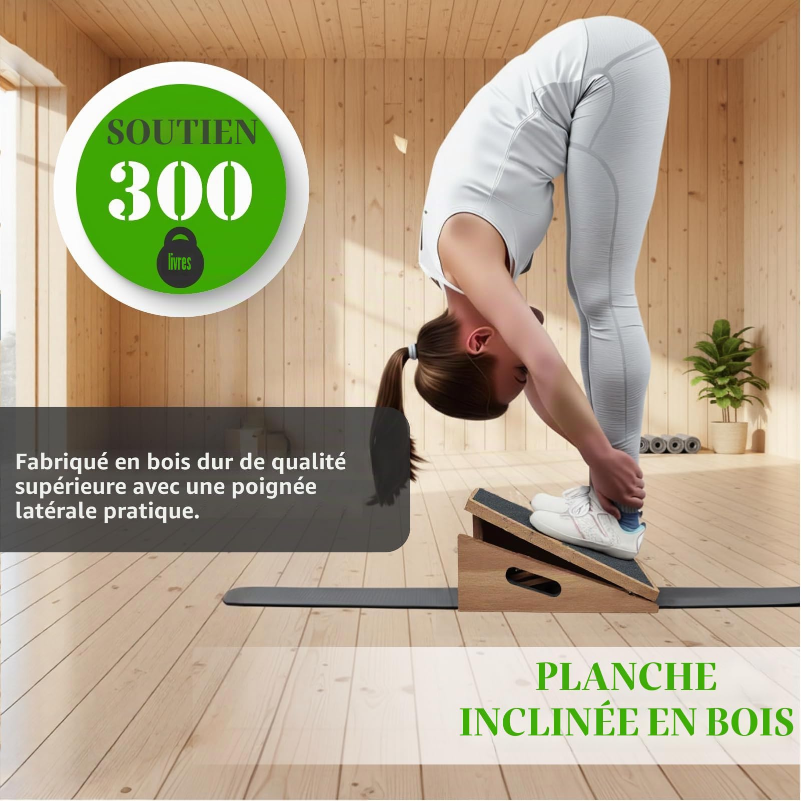 Planche Inclinée Réglable en Bois - Planche d'Équilibre Portable pour Squats, Étirement des Mollets, Cheville et Rééducation Physique, Planche d'Inclinaison Professionnelle pour Fitness