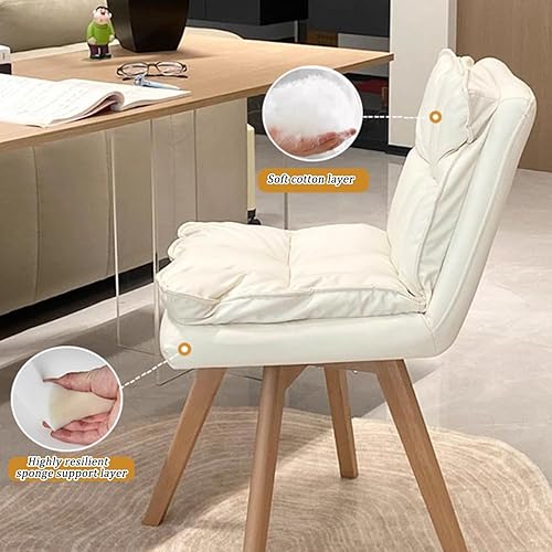 Miniatura 6 de JKGHK Dining Chairs, 360° Swivel Room Chairs, Upholstered Kitchen Side Chair, Armless Leather Leisure Chair with Solid Wood Legs, for Sofa Side,