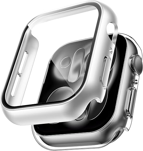 Miniatura 157 de Carcasas Tauri rígida, 2 unidades compatibles con Apple Watch SE Series 6, 5, 4, vidrio templado de dureza 9H integrado, delgada, a prueba