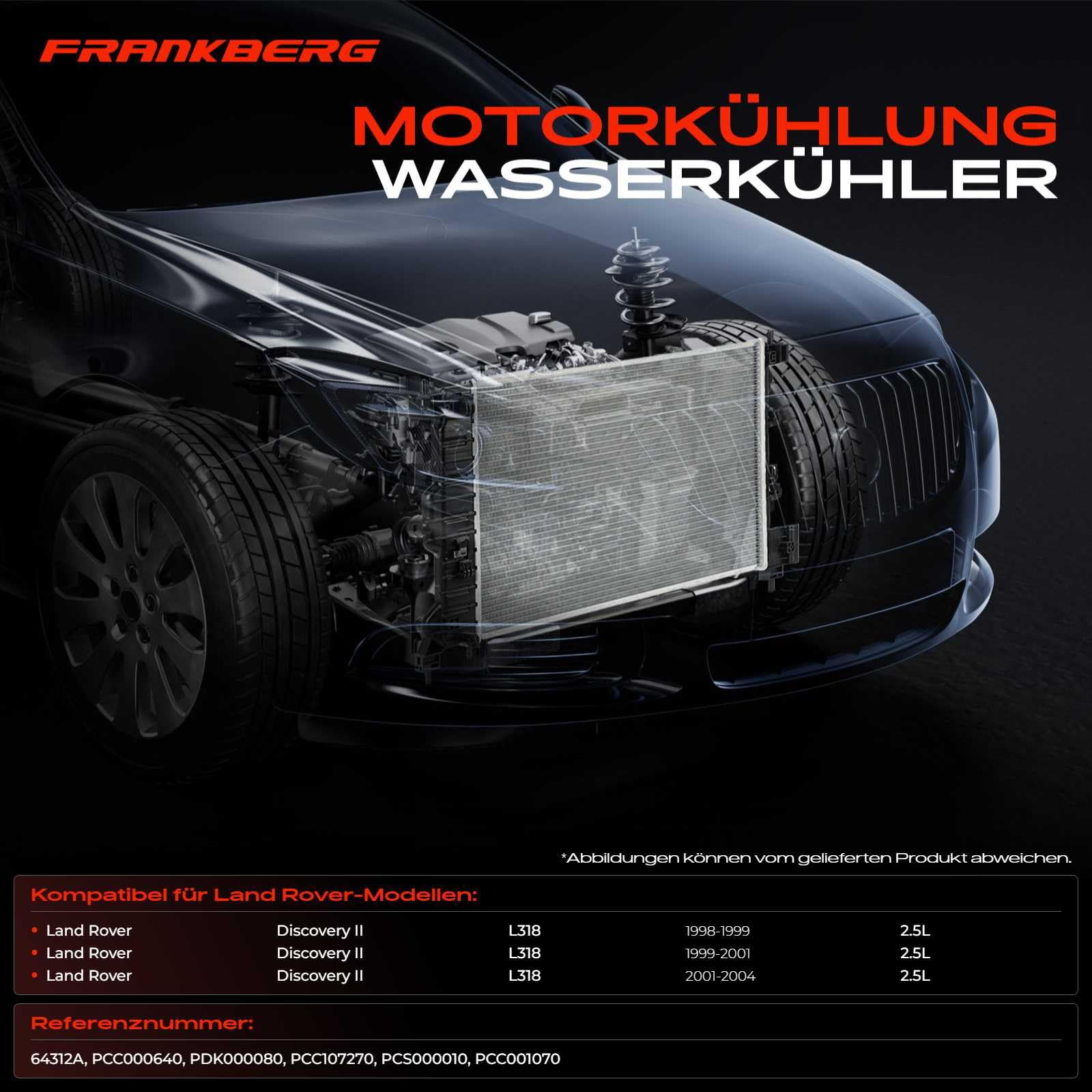 Frankberg Radiatore motore raffreddatore acqua diesel PCC001070 | Compatibile con: Discovery II L318