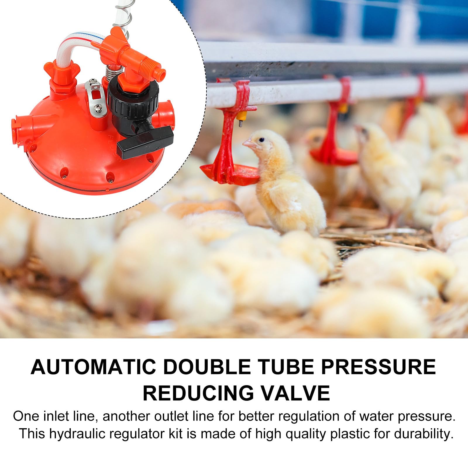 Beverino per Galline Regolatore Pressione Rosso in Plastica | 1 Pz per Allevamento Polli, Design Leggero, Prevenzione Perdite, Accessorio per Impianto Acqua