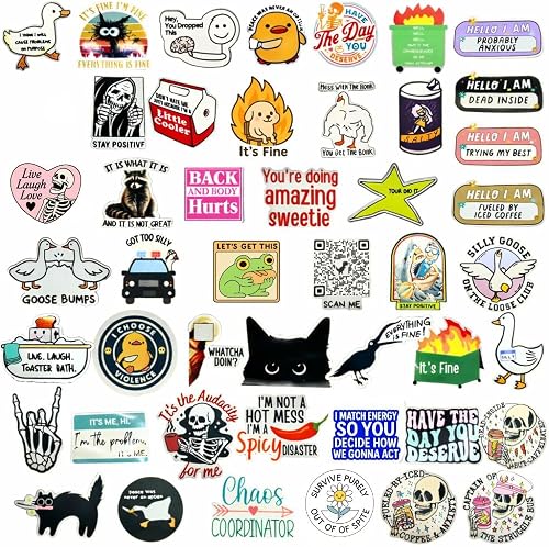 Lot de 50 autocollants humoristiques imperméables pour adultes, ordinateurs port